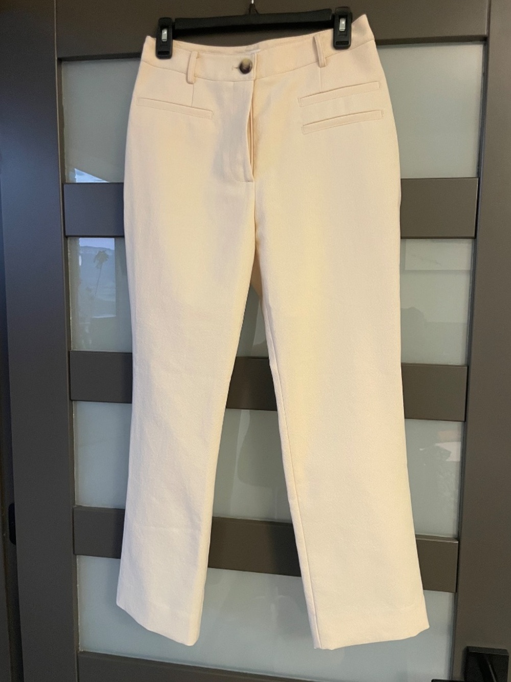 REJINA PYO Cream Tailored Straight Leg Trousers Size 6 U.S.